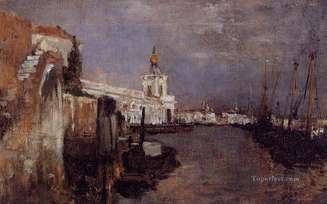 Canal Venice Impressionist seascape John Henry Twachtman Oil Paintings